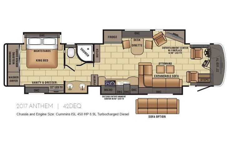 Representative floor plan provided by a trusted RVshare partner.