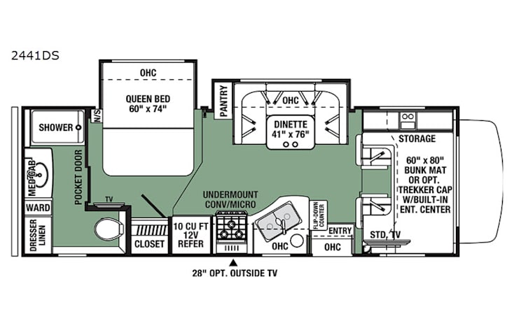 Representative floor plan provided by a trusted RVshare partner.