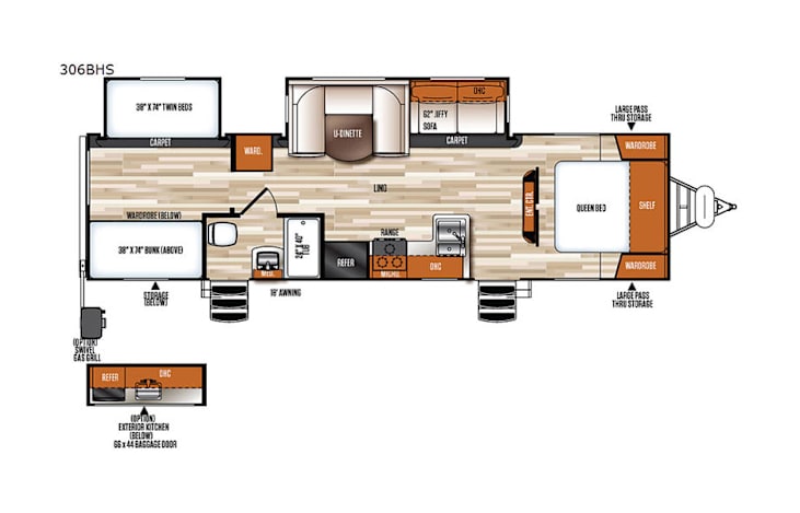 Representative floor plan provided by a trusted RVshare partner.