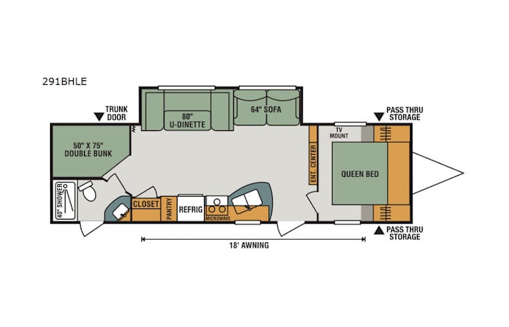 Representative floor plan provided by a trusted RVshare partner.