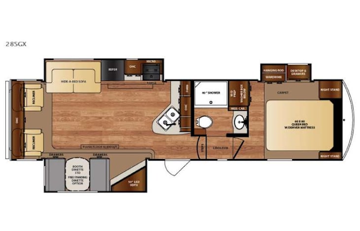 Representative floor plan provided by a trusted RVshare partner.