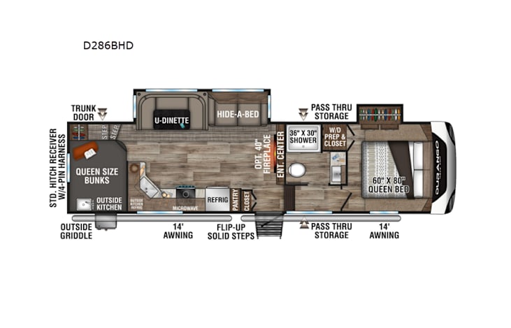 Representative floor plan provided by a trusted RVshare partner.