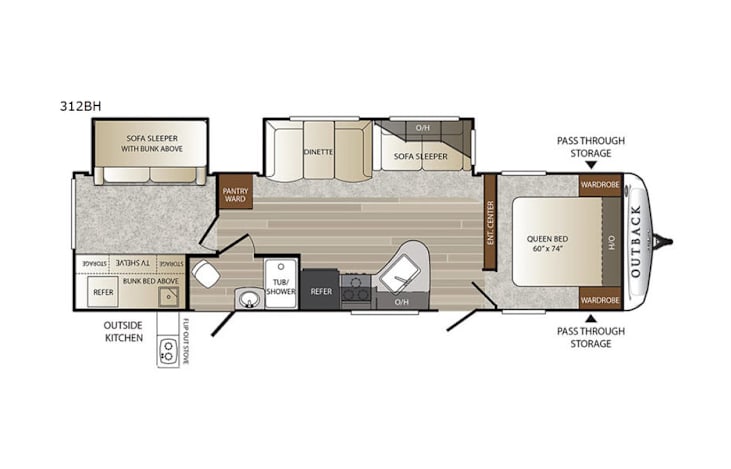 Representative floor plan provided by a trusted RVshare partner.