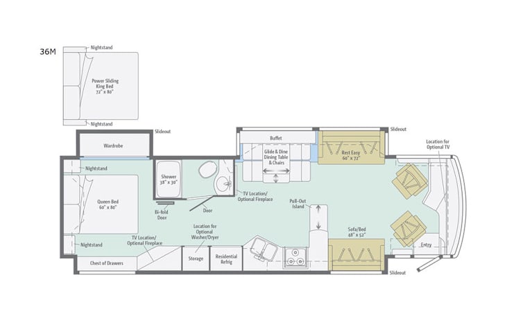 Representative floor plan provided by a trusted RVshare partner.