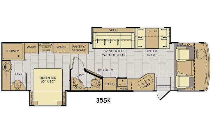 Representative floor plan provided by a trusted RVshare partner.