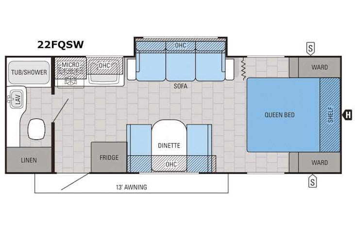 Representative floor plan provided by a trusted RVshare partner.