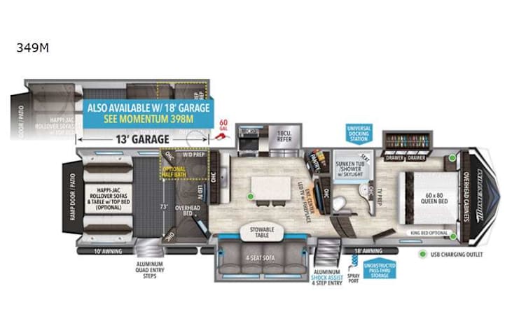 Representative floor plan provided by a trusted RVshare partner.