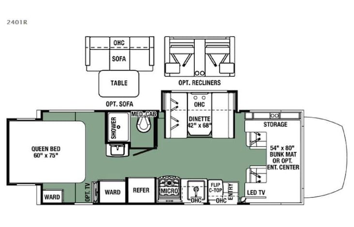 Representative floor plan provided by a trusted RVshare partner.