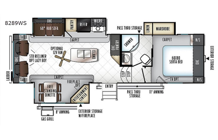 Representative floor plan provided by a trusted RVshare partner.