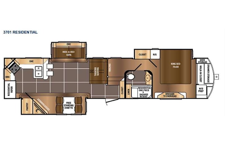 Representative floor plan provided by a trusted RVshare partner.