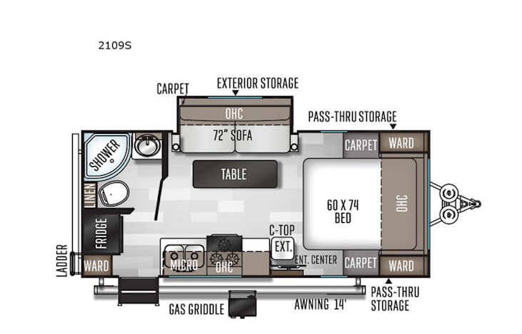 Representative floor plan provided by a trusted RVshare partner.