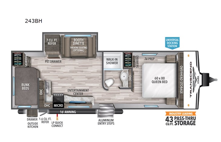 Representative floor plan provided by a trusted RVshare partner.