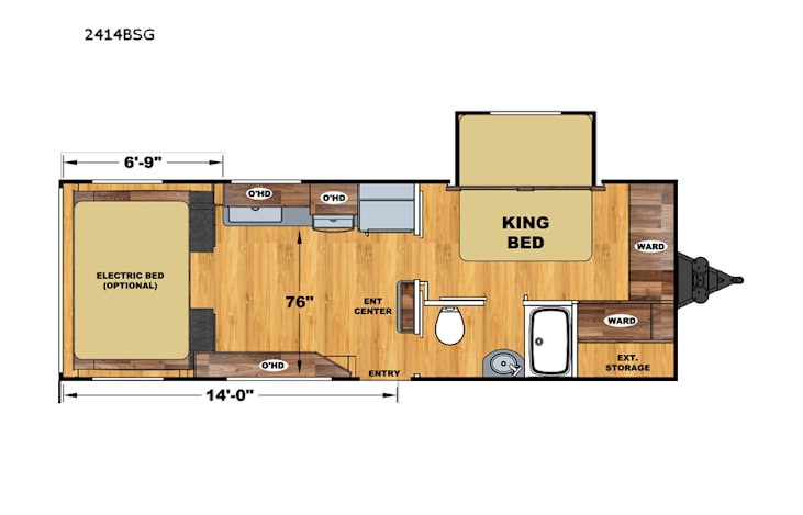 Representative floor plan provided by a trusted RVshare partner.