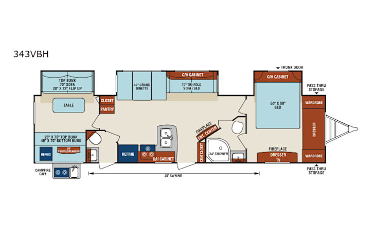 Representative floor plan provided by a trusted RVshare partner.