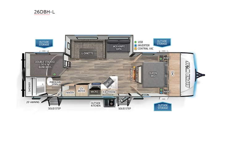Representative floor plan provided by a trusted RVshare partner.