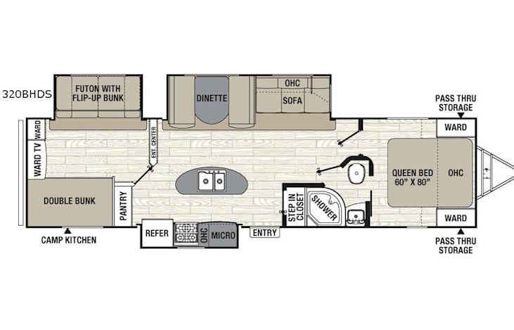 Representative floor plan provided by a trusted RVshare partner.