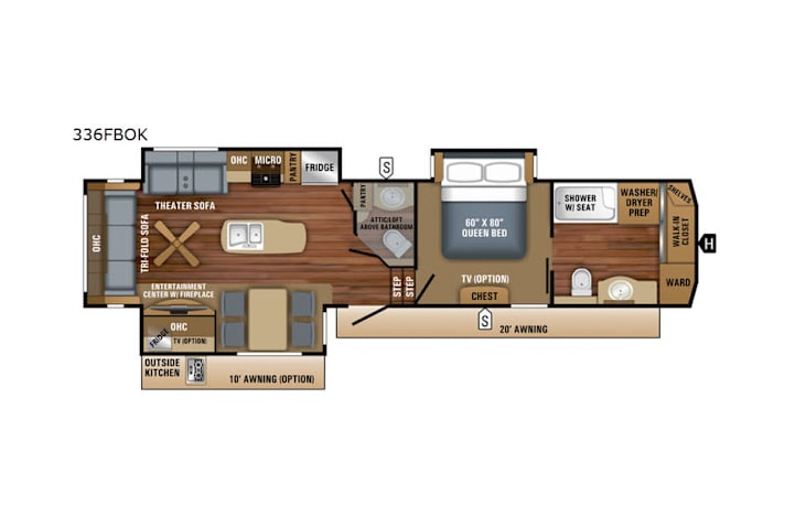 Representative floor plan provided by a trusted RVshare partner.