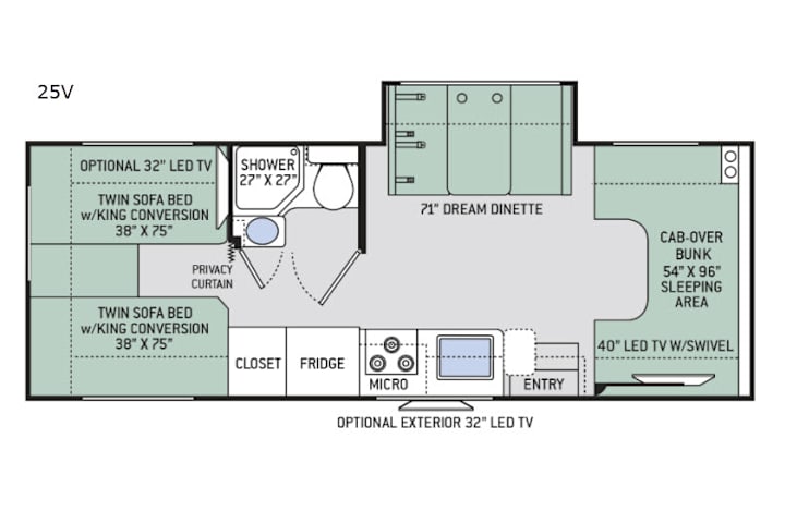 Representative floor plan provided by a trusted RVshare partner.