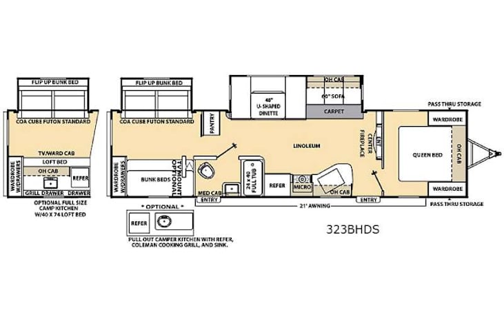 Representative floor plan provided by a trusted RVshare partner.