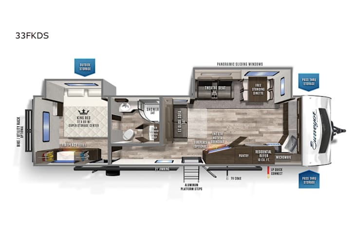 Representative floor plan provided by a trusted RVshare partner.