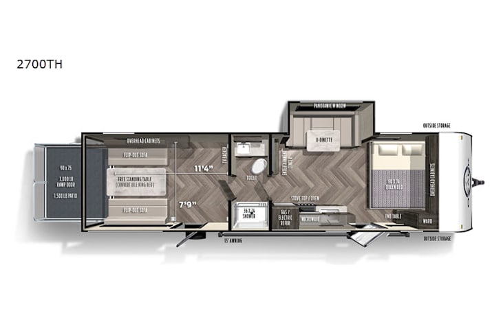 Representative floor plan provided by a trusted RVshare partner.