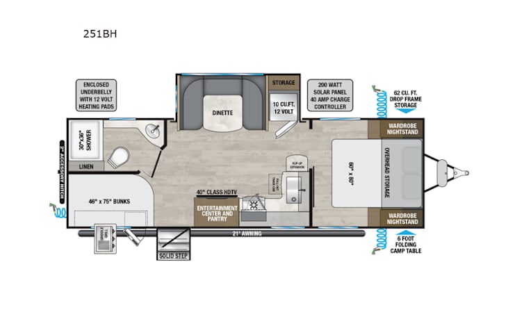 Representative floor plan provided by a trusted RVshare partner.
