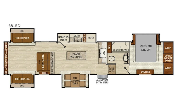 Representative floor plan provided by a trusted RVshare partner.