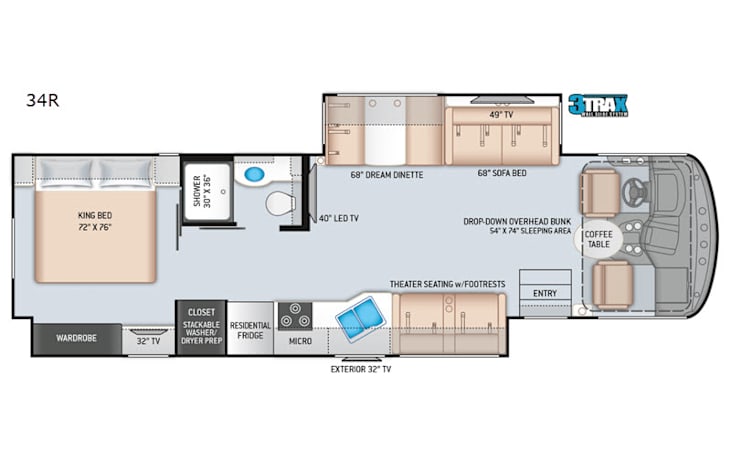 Representative floor plan provided by a trusted RVshare partner.