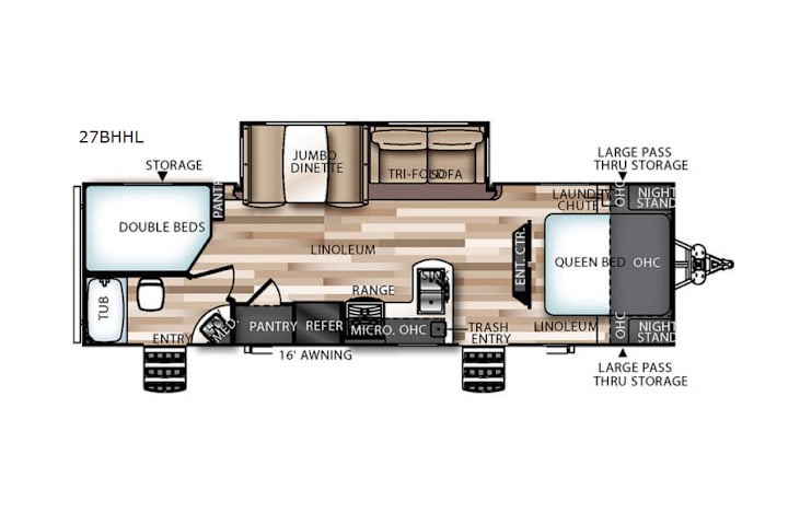 Representative floor plan provided by a trusted RVshare partner.