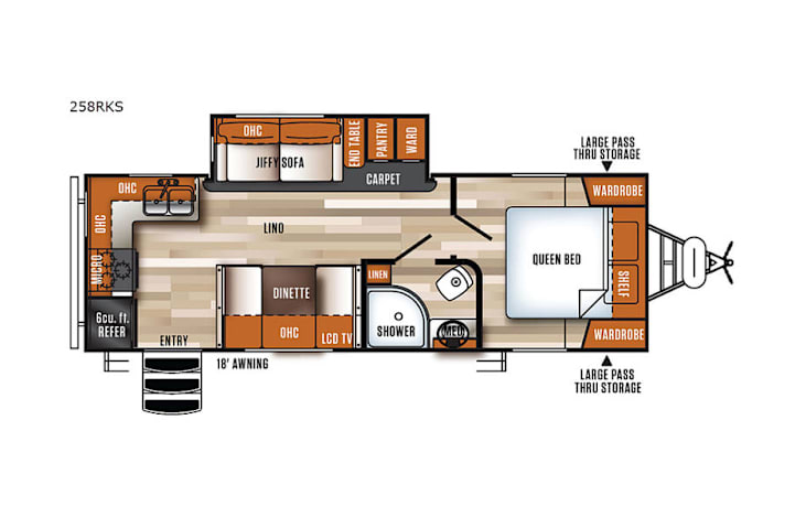 Representative floor plan provided by a trusted RVshare partner.
