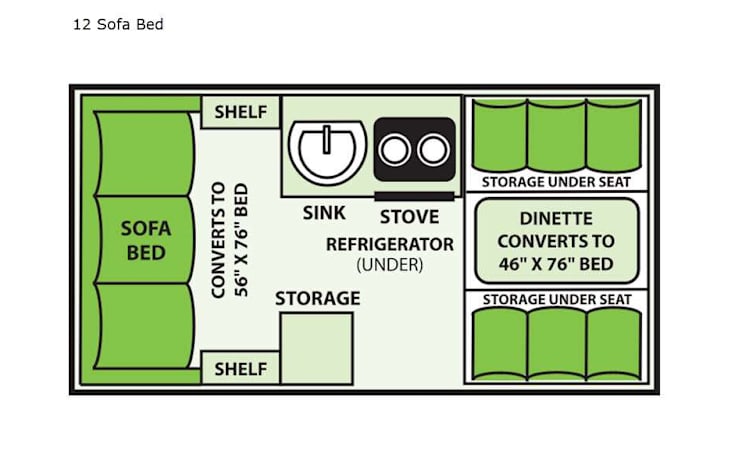 Representative floor plan provided by a trusted RVshare partner.