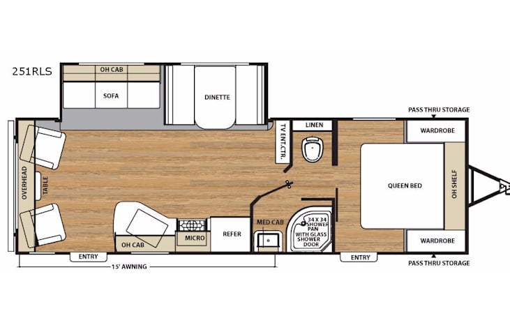 Representative floor plan provided by a trusted RVshare partner.
