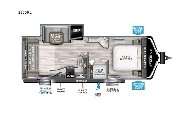 Representative floor plan provided by a trusted RVshare partner.