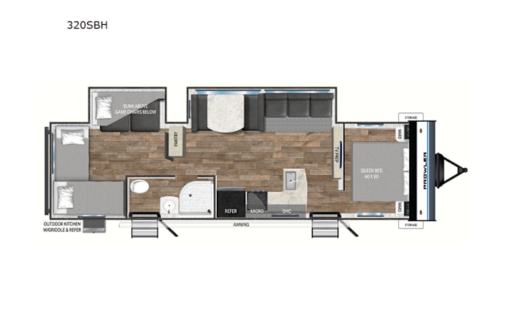 Representative floor plan provided by a trusted RVshare partner.