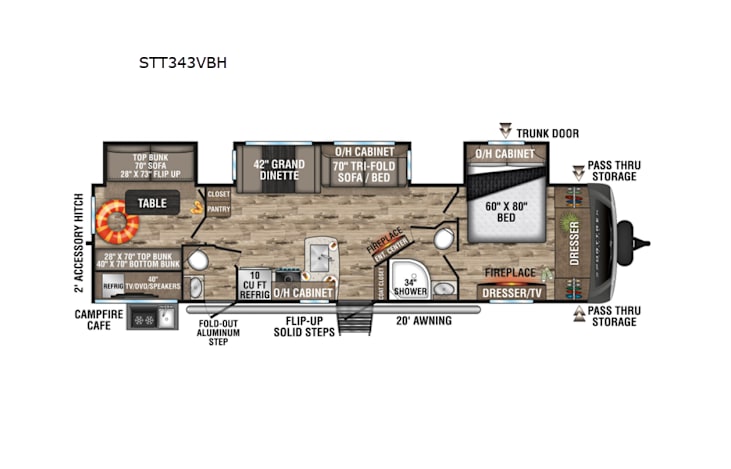 Representative floor plan provided by a trusted RVshare partner.