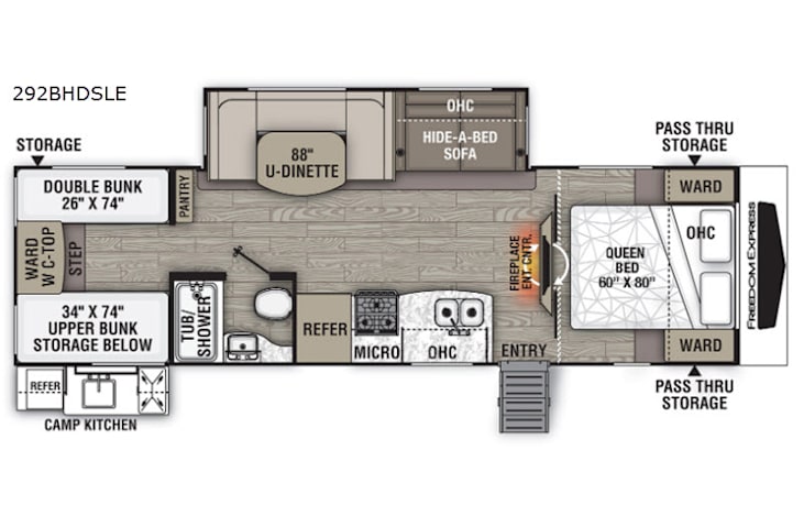 Representative floor plan provided by a trusted RVshare partner.