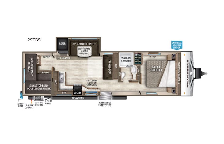 Representative floor plan provided by a trusted RVshare partner.