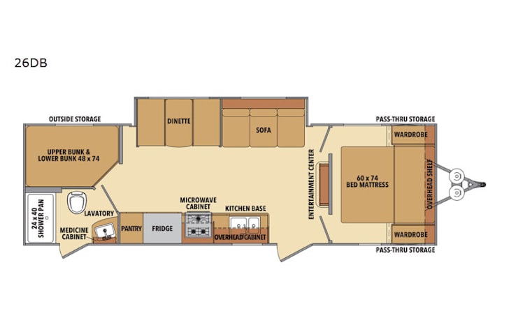 Representative floor plan provided by a trusted RVshare partner.