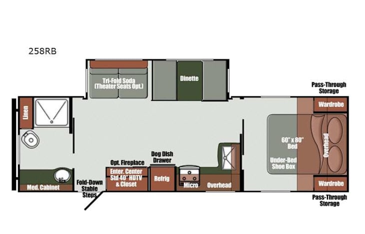 Representative floor plan provided by a trusted RVshare partner.