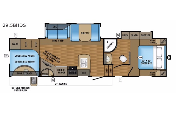 Representative floor plan provided by a trusted RVshare partner.