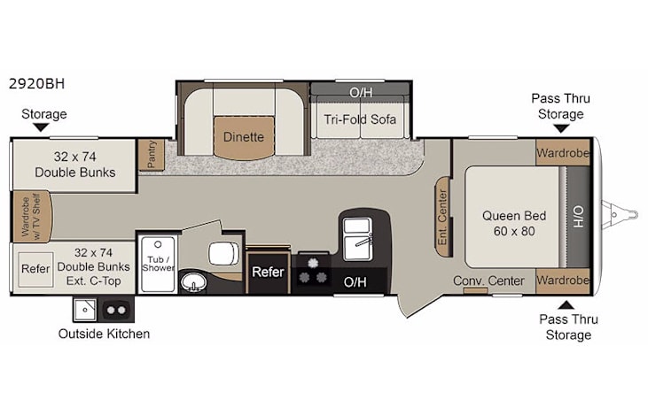 Representative floor plan provided by a trusted RVshare partner.