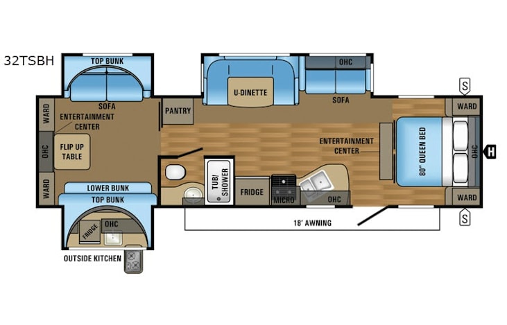 Representative floor plan provided by a trusted RVshare partner.