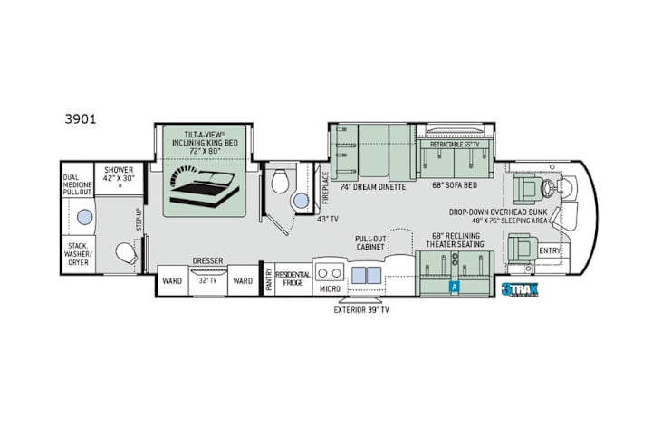 Representative floor plan provided by a trusted RVshare partner.