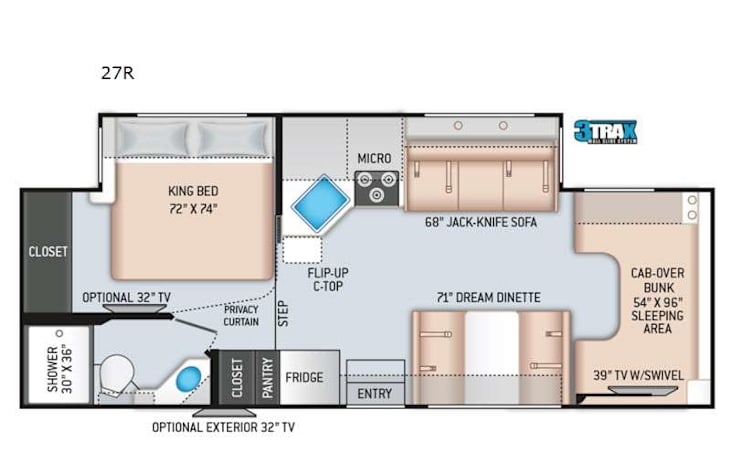 Representative floor plan provided by a trusted RVshare partner.