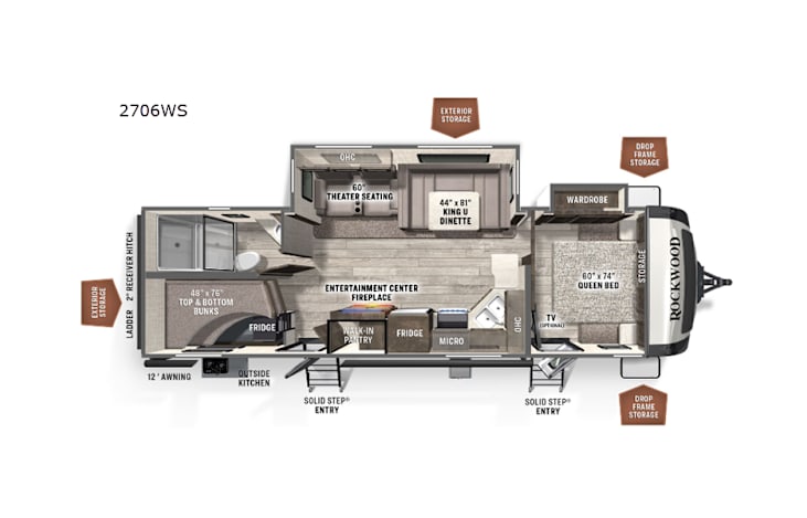 Representative floor plan provided by a trusted RVshare partner.