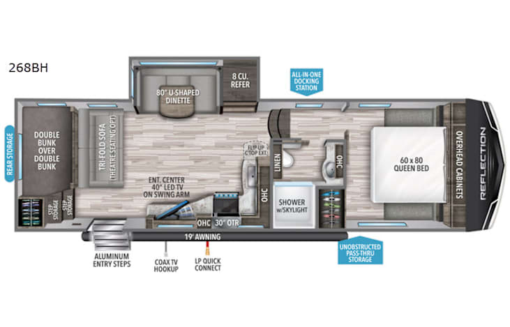 Representative floor plan provided by a trusted RVshare partner.