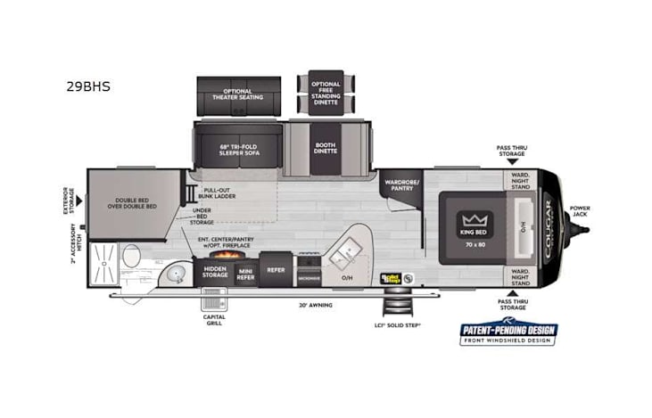Representative floor plan provided by a trusted RVshare partner.