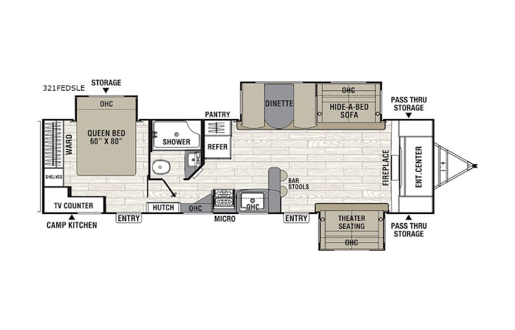 Representative floor plan provided by a trusted RVshare partner.
