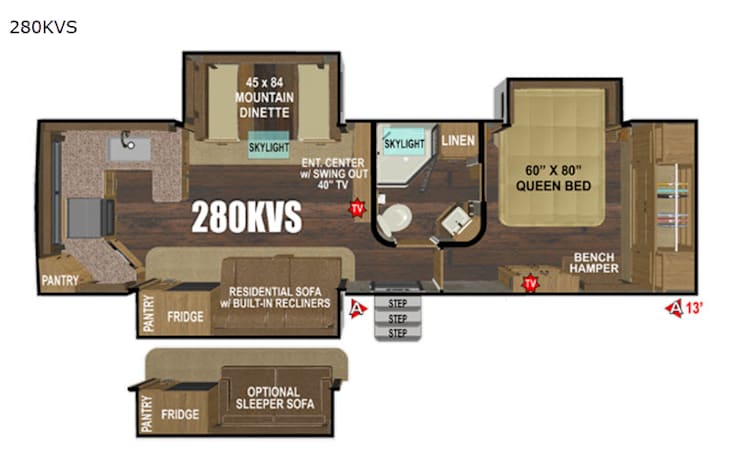 Representative floor plan provided by a trusted RVshare partner.