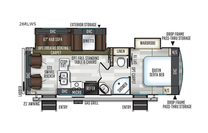 Representative floor plan provided by a trusted RVshare partner.